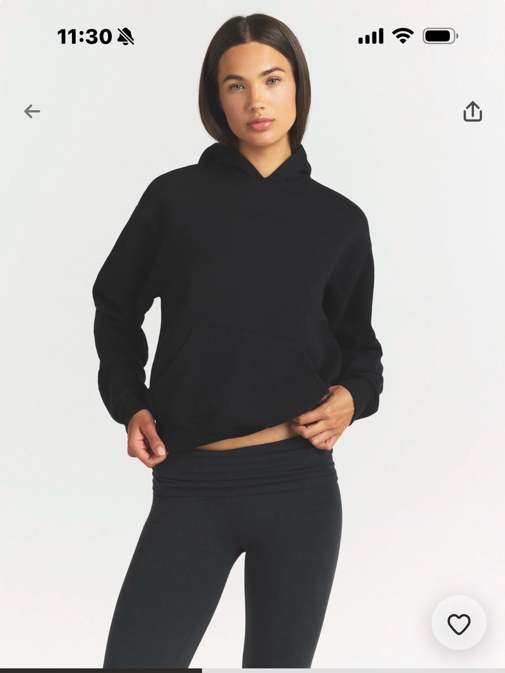 Skims cotton fleece classic hoodie size small  black